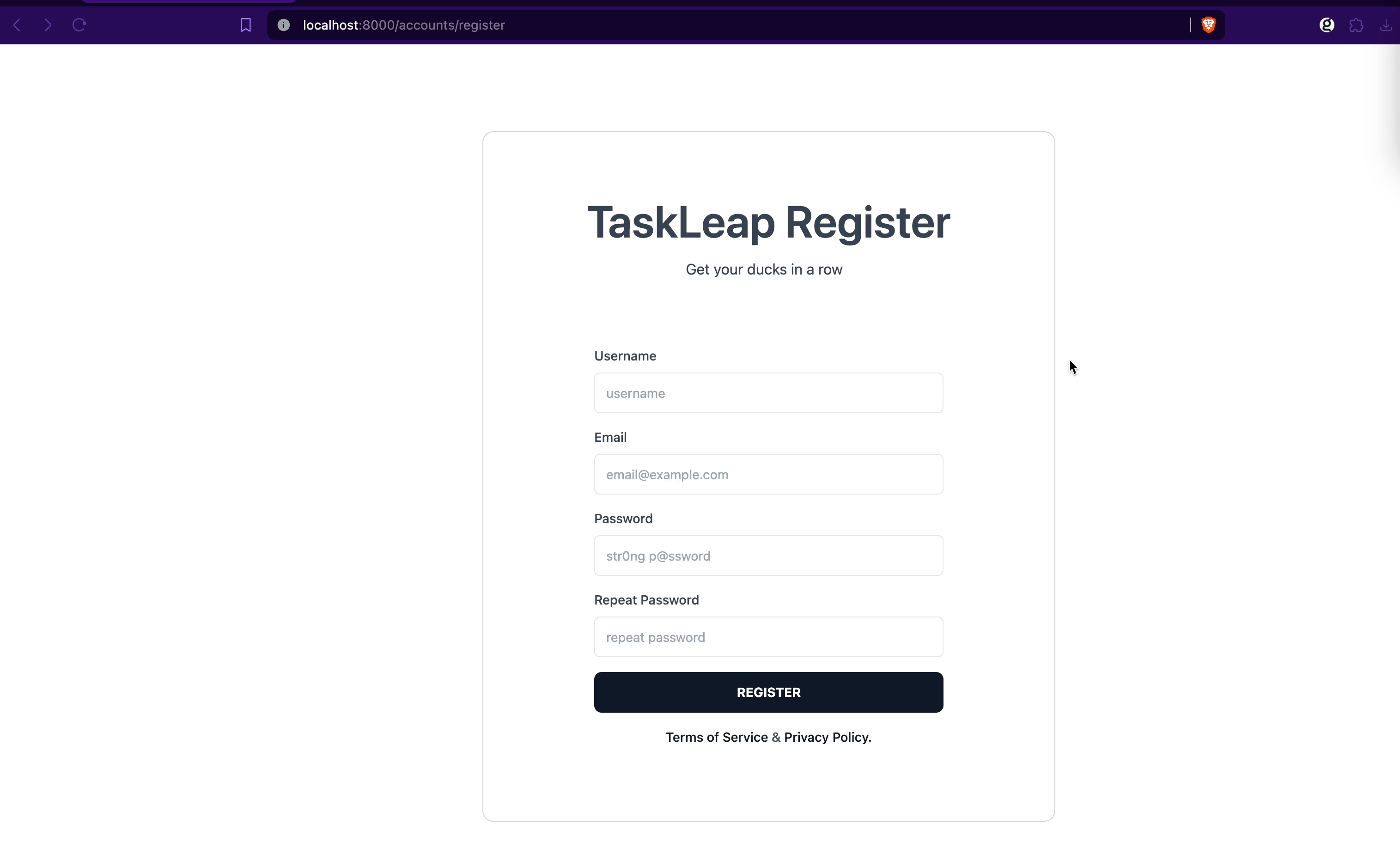 Register / Login Demo