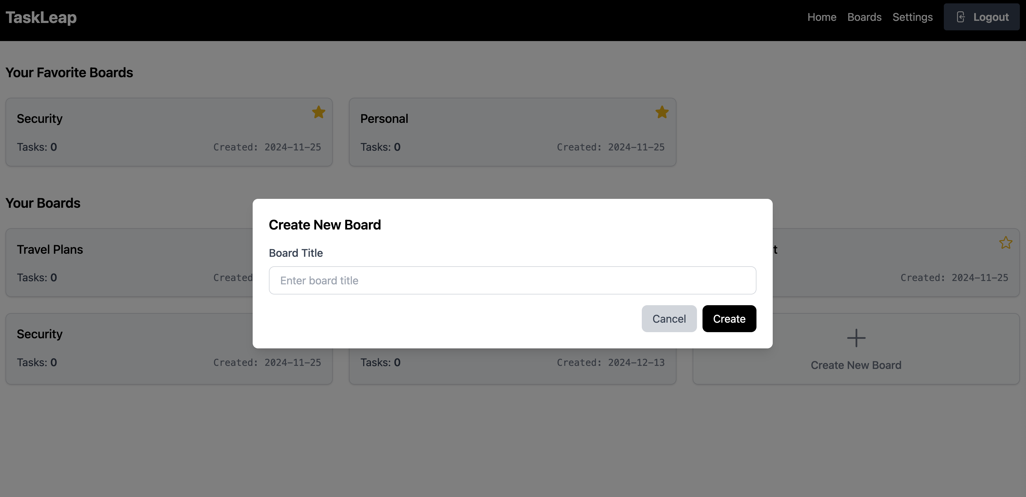 TaskLeap Create Modal