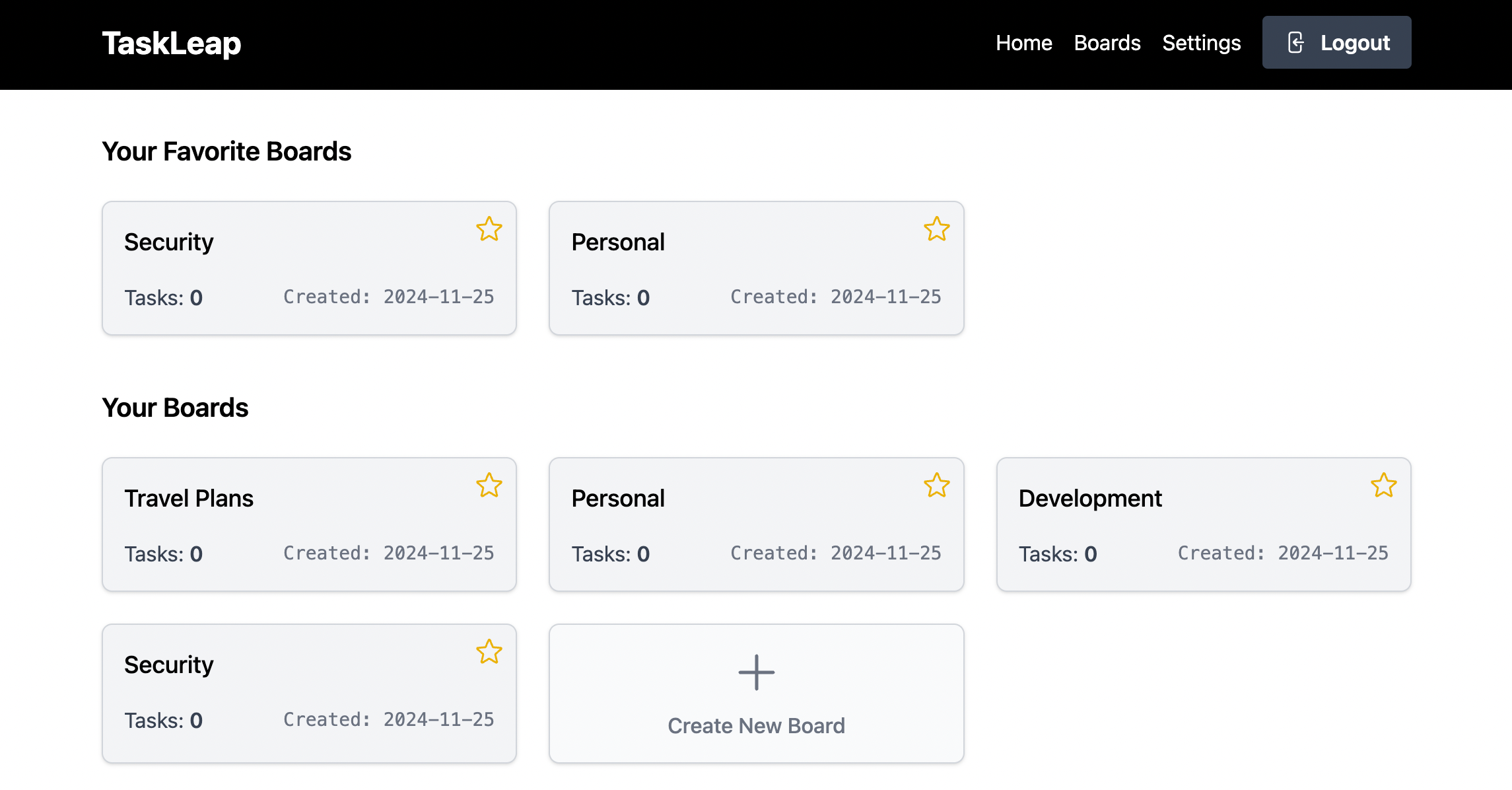 TaskLeap board list